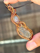 Load image into Gallery viewer, Herkimer diamond with Libyan desert glass wire wrapped pendant talisman necklace
