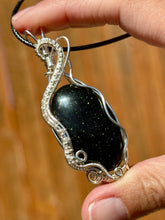 Load image into Gallery viewer, Green goldstone  Wire wrapped pendant
