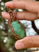 Load image into Gallery viewer, Green quartz with peridot gem accents wire wrapped pendant necklace
