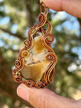 Load image into Gallery viewer, Cobra jasper with tiger eye + mookaite gem accents wire wrapped pendant necklace
