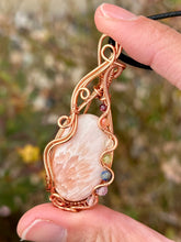 Load image into Gallery viewer, Scolecite with chakra gem stones Wire wrapped pendant
