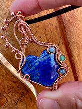 Load image into Gallery viewer, Reserved for Sarah j Lapis Lazuli with Gem inclusions Wire Wrapped Pendent Necklace
