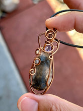 Load image into Gallery viewer, Reserved for Jennifer m Super 7 with Gemstone Inclusions Wire Wrapped Pendent Necklaces
