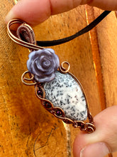 Load image into Gallery viewer, Reserved for Taylee r Dendritic Opal with Hematite Gem inclusion Wire Wrapped Pendent Necklace
