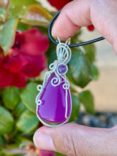 Load image into Gallery viewer, Purple Onyx with Amethyst gem accent wire wrapped pendant necklace

