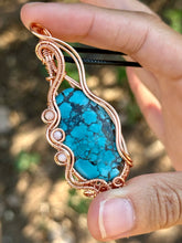 Load image into Gallery viewer, Reserved for kayliegh n Tibetan Turquoise with pink Opal Gem Inclusions Wire Wrapped Pendent Necklace
