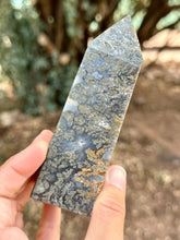 Load image into Gallery viewer, Reserved for Dana p Marcasite in Purple UV agate tower 5”
