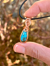 Load image into Gallery viewer, Reserved for Kimberly Mini kingman turquoise Wire wrapped pendant
