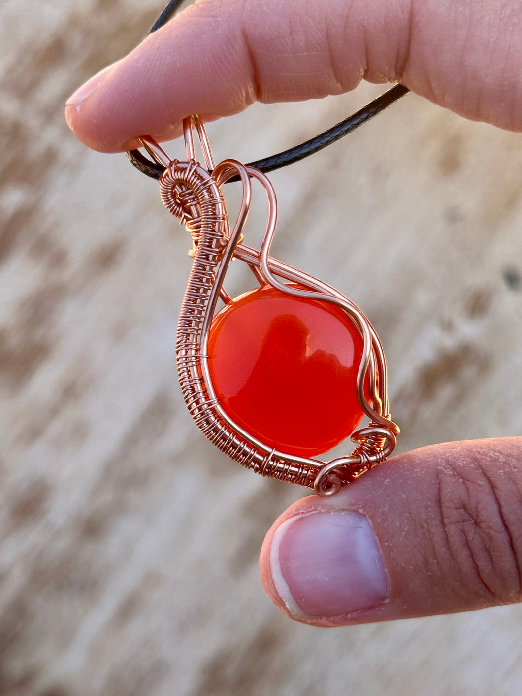 Carnelian Wire wrapped pendant