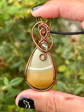 Load image into Gallery viewer, Polychrome Desert Jasper with Green Fluorite gem accents wire wrapped pendant necklace
