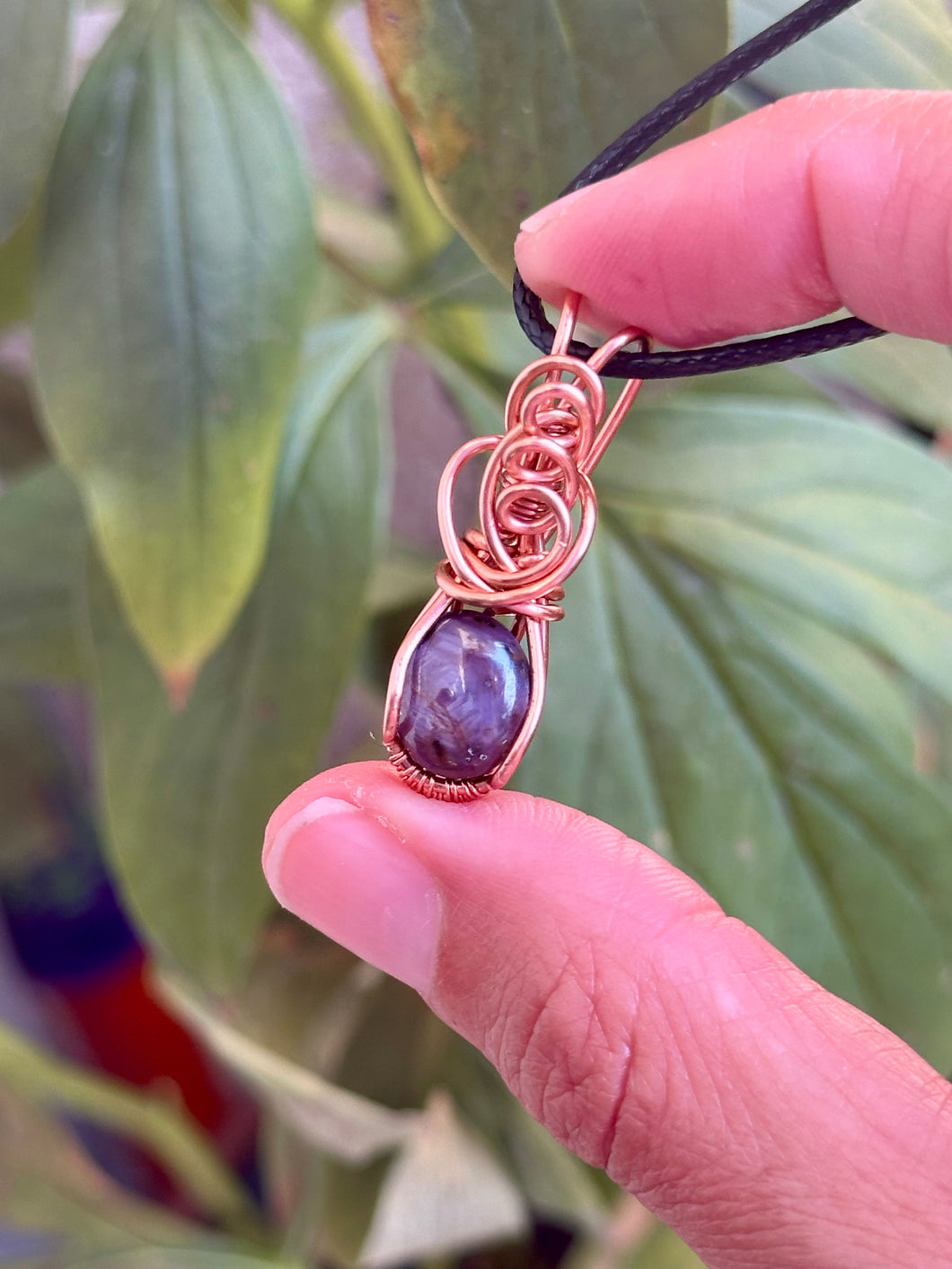 Star ruby mini wire wrapped pendant