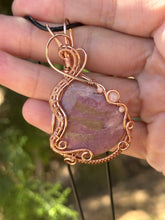 Load image into Gallery viewer, Rhodonite with rhodochrosite + rose quartz gem accent wire wrapped pendant necklace
