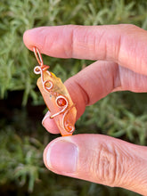 Load image into Gallery viewer, Orange aura quartz with carnelian gem accent mini wire wrapped pendant necklace
