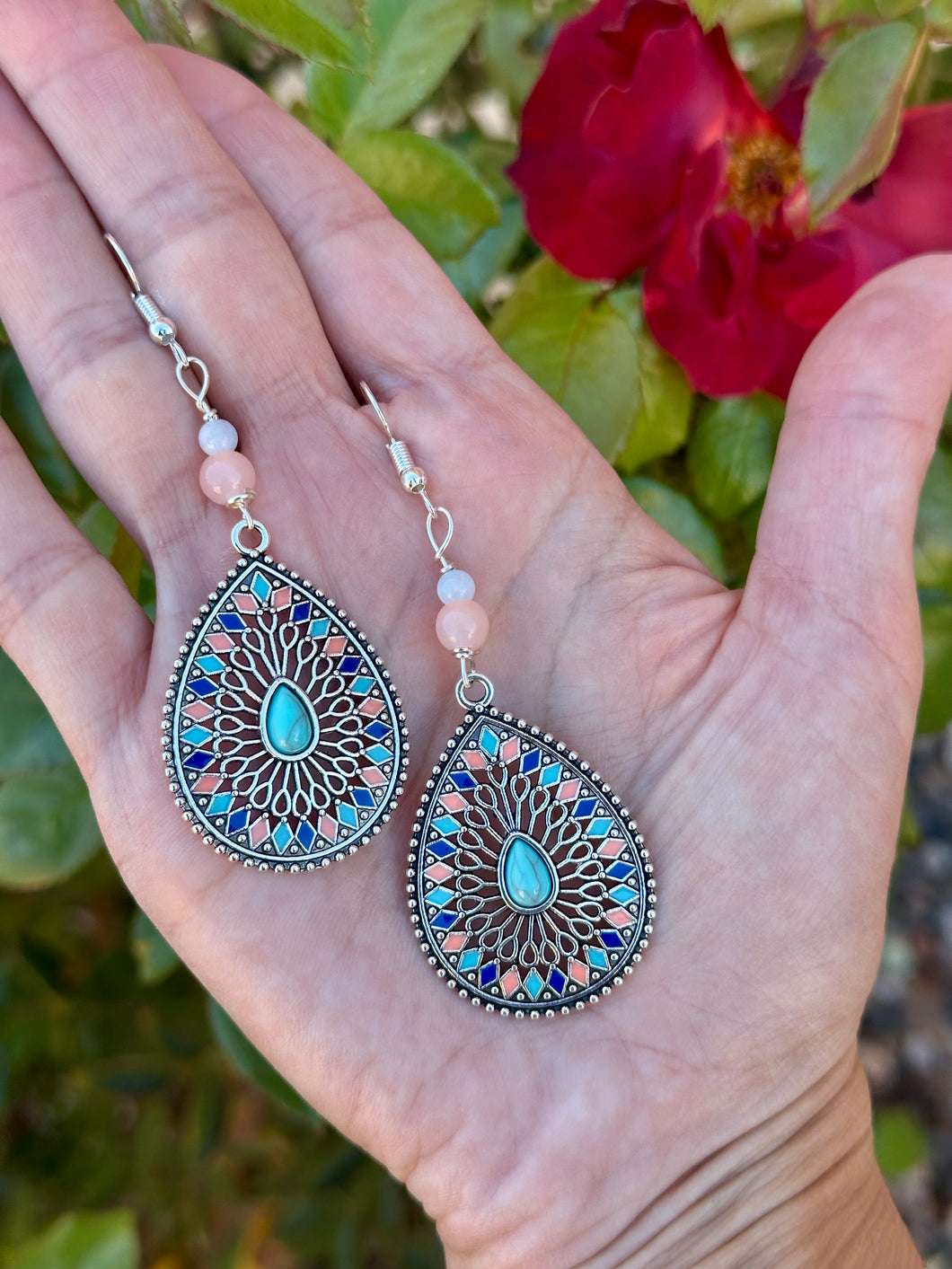 Aquamarine peachy drop earrings