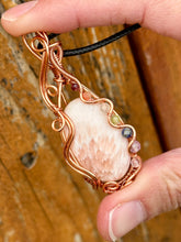 Load image into Gallery viewer, Scolecite with chakra gem stones Wire wrapped pendant
