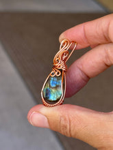 Load image into Gallery viewer, Labradorite mini wire wrapped pendant necklace
