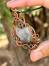 Load image into Gallery viewer, Reserved for Charlene a Garden quartz with gem stone inclusions Wire wrapped pendent necklace

