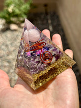 Load image into Gallery viewer, Reserved for Brooke p Amethyst + rose quartz Orgone pyramid
