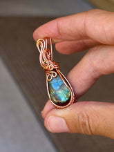 Load image into Gallery viewer, Labradorite mini wire wrapped pendant necklace
