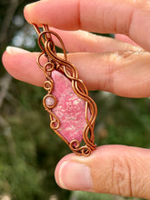 Load image into Gallery viewer, Pink thulite with rose quartz gem accent wire wrapped pendant necklace
