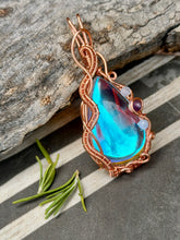 Load image into Gallery viewer, Angel aura quartz with aquamarine + amethyst gem accents wire wrapped pendant necklace
