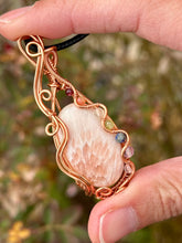 Load image into Gallery viewer, Scolecite with chakra gem stones Wire wrapped pendant
