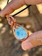 Load image into Gallery viewer, Reserved for amy j Larimar Wire wrapped pendent necklace
