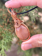 Load image into Gallery viewer, Peach Moonstone Wire wrapped pendant
