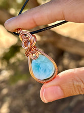Load image into Gallery viewer, Reserved for amy j Larimar Wire wrapped pendent necklace
