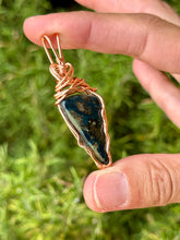 Load image into Gallery viewer, Azurite wire wrapped pendant necklace
