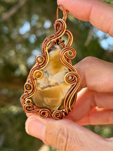 Load image into Gallery viewer, Cobra jasper with tiger eye + mookaite gem accents wire wrapped pendant necklace
