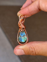 Load image into Gallery viewer, Labradorite mini wire wrapped pendant necklace
