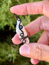 Load image into Gallery viewer, Clear aura quartz with sodalite gem accent mini wire wrapped pendant necklace
