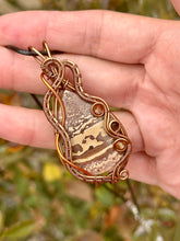 Load image into Gallery viewer, Coffee bean jasper with carnelian and tigers eye gem accent wire wrapped pendant talisman necklace
