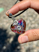 Load image into Gallery viewer, Speckled (enhanced) Labradorite with sapphire inclusion wire wrapped pendant necklace

