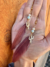 Load image into Gallery viewer, Reserved for Jen C Sky Turquoise cactus feather Earrings
