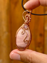 Load image into Gallery viewer, Pink Mookaite with rose quartz  gem accent wire wrapped pendant talisman necklace
