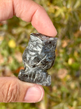 Load image into Gallery viewer, Larvikite owl carving

