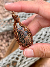 Load image into Gallery viewer, Flower Obsidian with hematite gem accent wire wrapped pendant necklace
