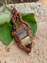 Load image into Gallery viewer, Artisan cab (positive rock) imperial jasper with tiger eye, carnelian, garnet gem accents wire wrapped pendant necklace
