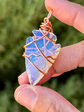 Load image into Gallery viewer, Opalite arrowhead wire wrapped pendant necklace
