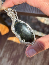 Load image into Gallery viewer, Green goldstone  Wire wrapped pendant
