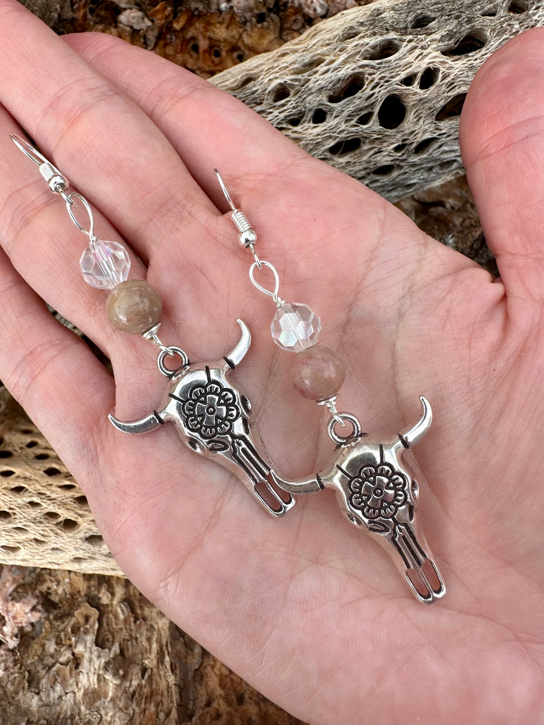 Reserved for Sadie Bull Rhodonite Earrings