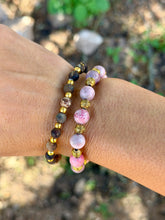 Load image into Gallery viewer, Brown vein agate  &amp; pink jasper bracelet SET
