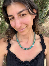 Load image into Gallery viewer, Dyed teal/green Dragon vein agate 18” necklace + 7” bracelet SET
