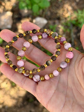 Load image into Gallery viewer, Brown vein agate  &amp; pink jasper bracelet SET
