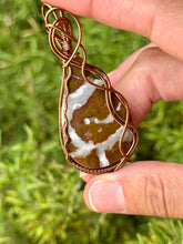 Load image into Gallery viewer, Red jasper with white quartz veins wire wrapped pendant necklace
