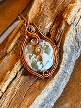 Load image into Gallery viewer, Peace jade with peridot gem accent wire wrapped pendant necklace

