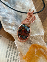 Load image into Gallery viewer, Millefiori Italian glass in goldstone Wire wrapped pendant
