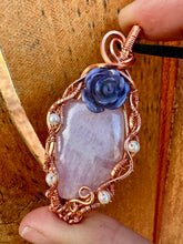 Load image into Gallery viewer, Reserved for Heather g Pink Kunzite with Pearl inclusion Wire Wrapped Pendent Necklace
